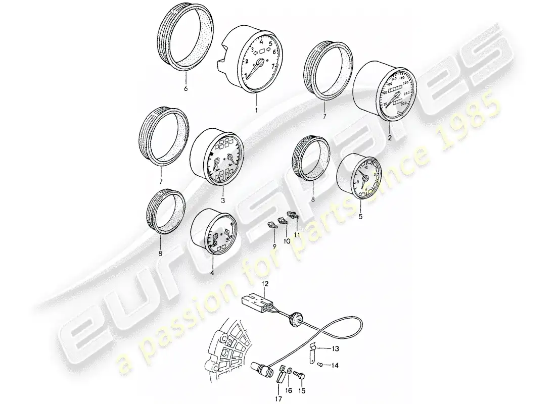 porsche 1992 (964) instruments diagrama de piezas