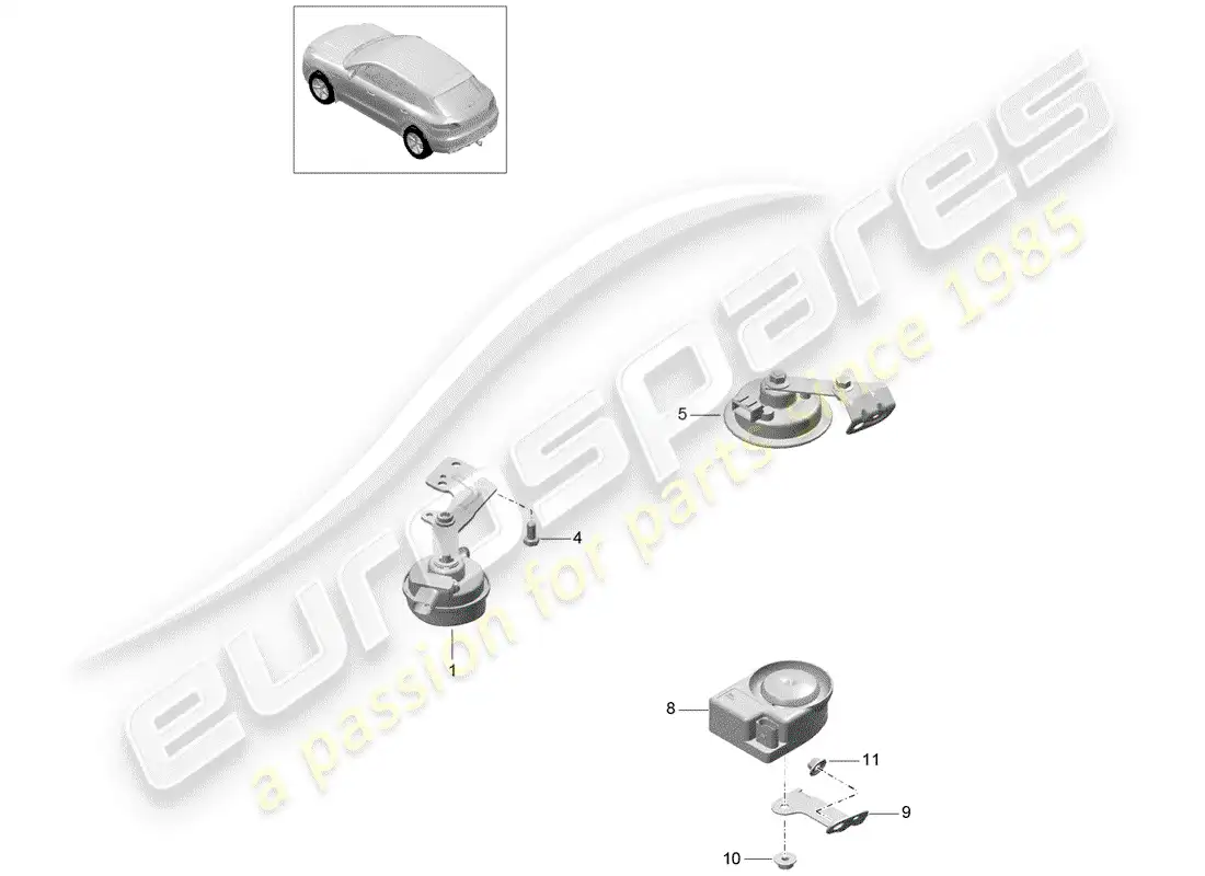 porsche 2016 (macan) cuerno de fanfarria diagrama de piezas