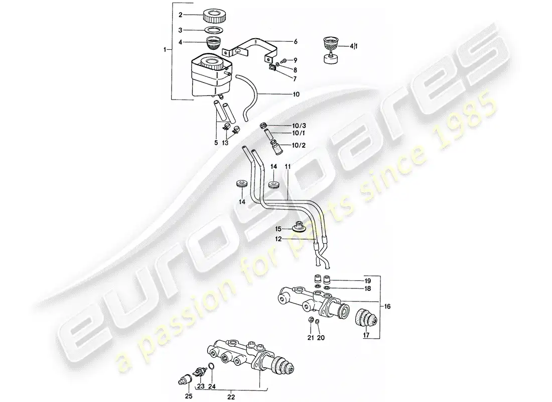 porsche 1977 (911) cilindro maestro de freno - para coches sin - refuerzo de freno diagrama de piezas