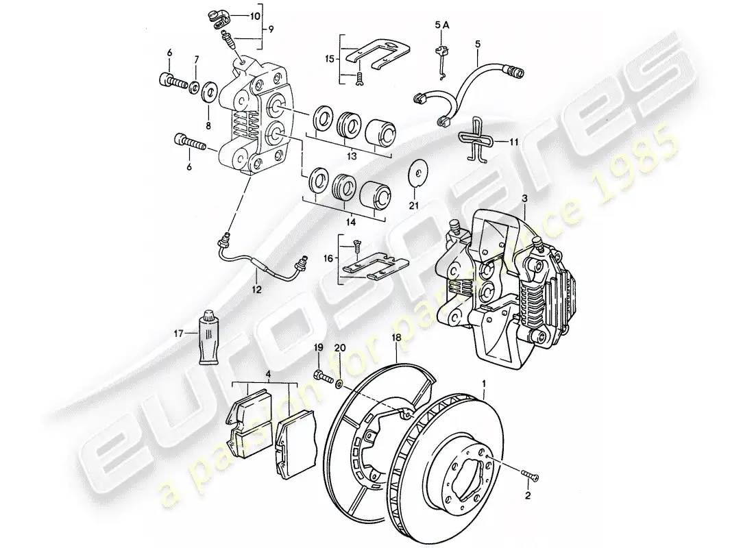 porsche 1992 (968) frenos de disco - eje trasero diagrama de piezas