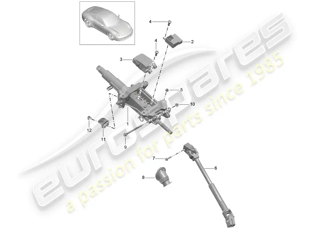 porsche 2014 (991-1) columna de dirección diagrama de piezas