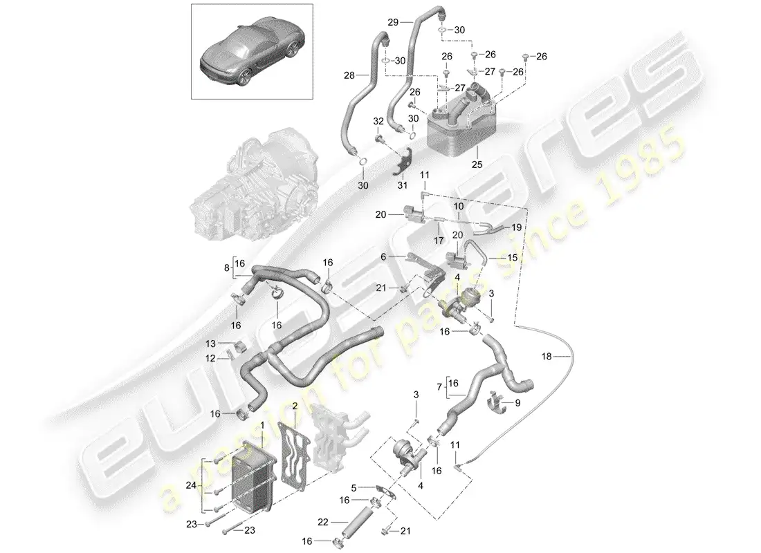 porsche 2013 (981 boxster) - pdk - diagrama de piezas