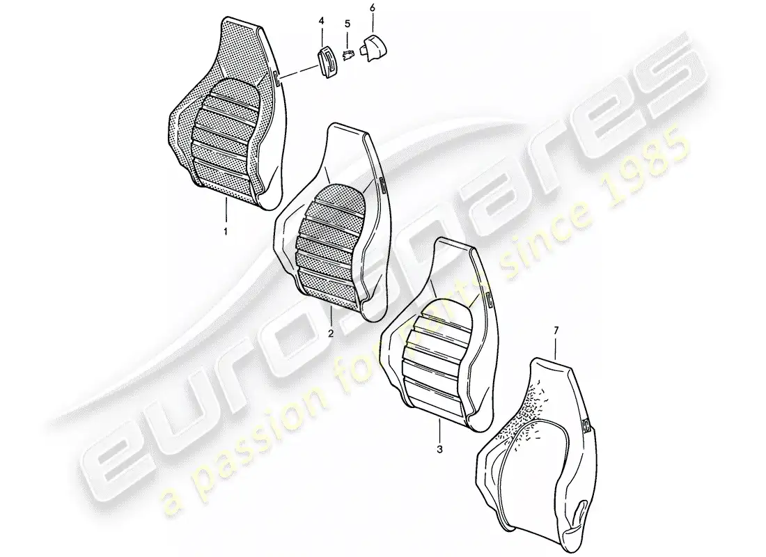 porsche 1986 (911) asiento deportivo - respaldo cubrir - d - mj 1985>> diagrama de piezas