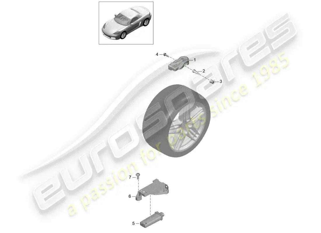porsche 2020 (718 boxster) sistema de control de presión de neumáticos diagrama de piezas