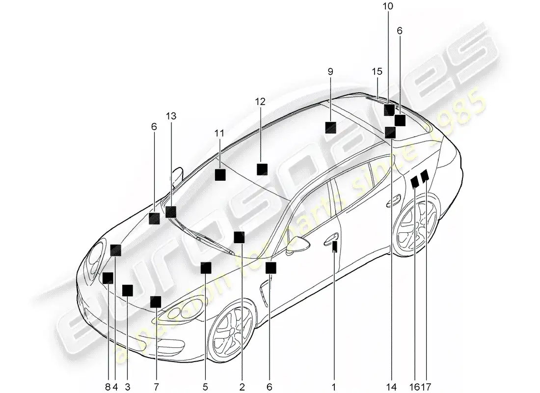 porsche 2010 (panamera 970) señales/avisos diagrama de piezas