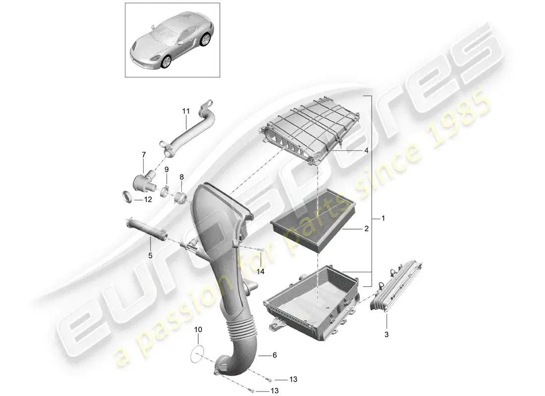 porsche 2020 (718 cayman) filtro de aire diagrama de piezas