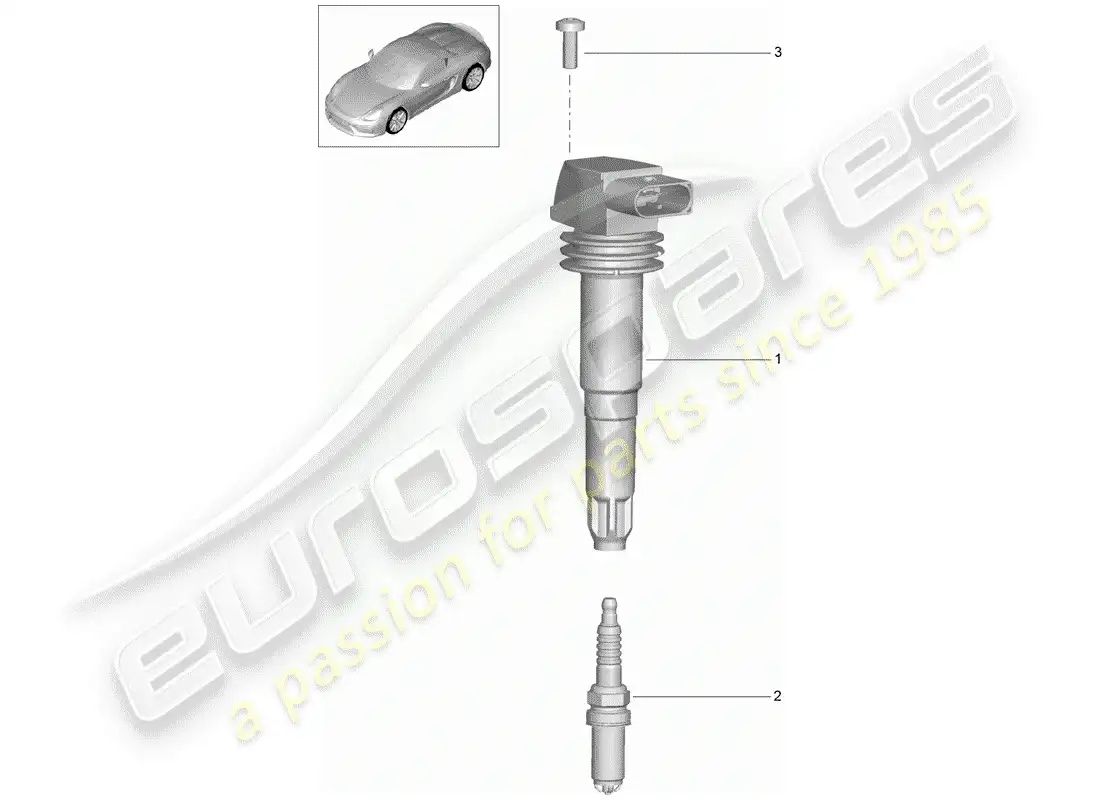 porsche 2016 (981 boxster spyder) sistema de encendido diagrama de piezas