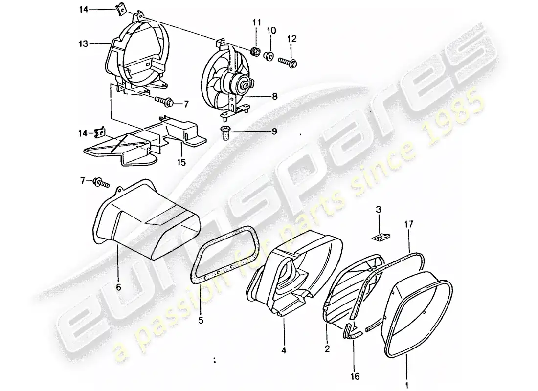 porsche 2001 (986 boxster) refrigeración del compartimiento del motor diagrama de piezas