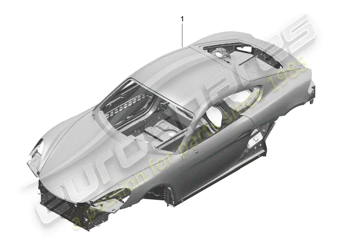 porsche 2019 (718 cayman) cuerpo del auto diagrama de piezas