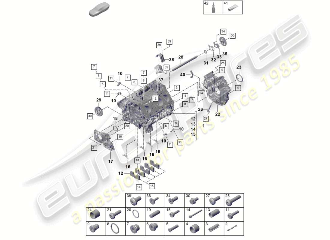 porsche 2024 (cayenne e3 pa) carcasa del cárter piezas individuales diagrama de piezas
