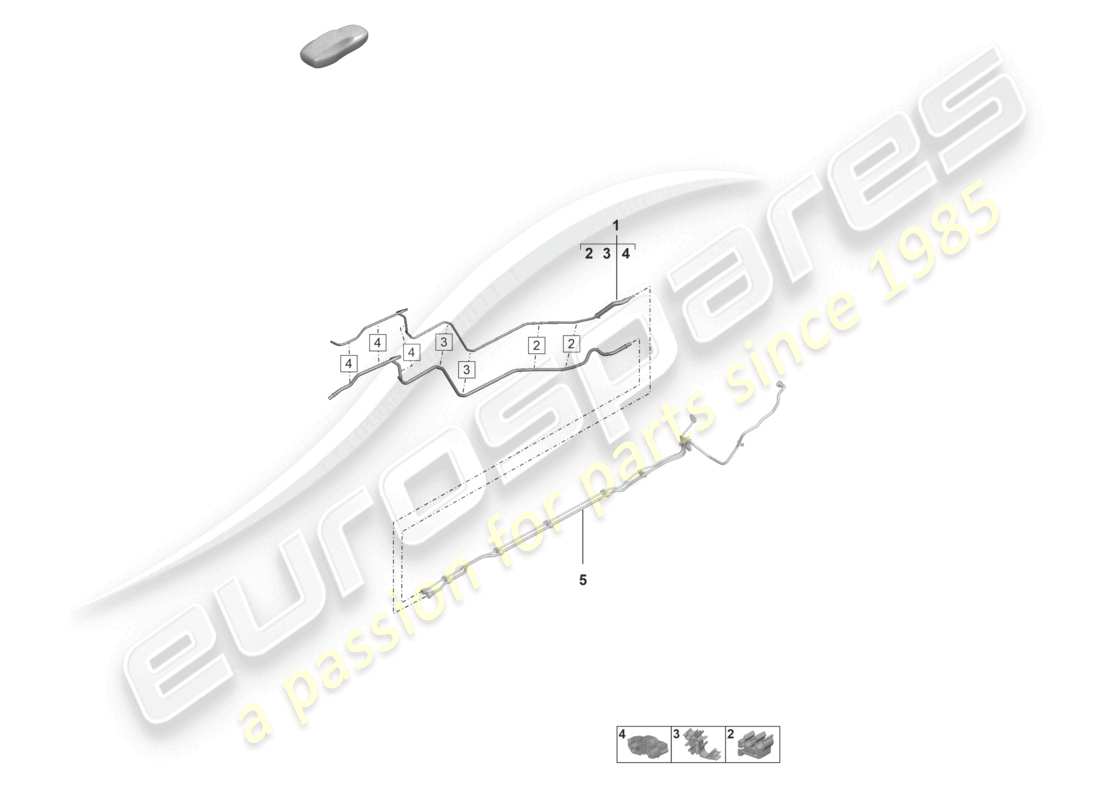 porsche 2022 (992-1 gt3/rs/st) tubería de combustible trasera diagrama de piezas