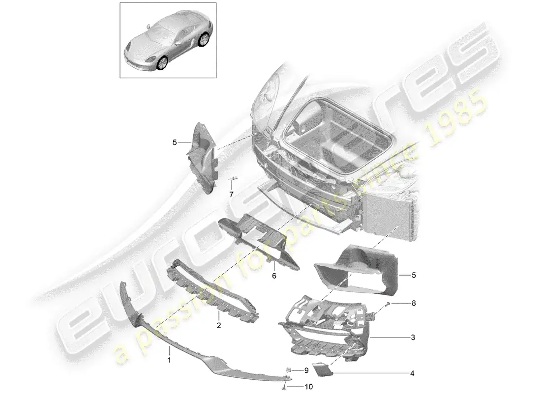 porsche 2020 (718 cayman) ducto de aire diagrama de piezas