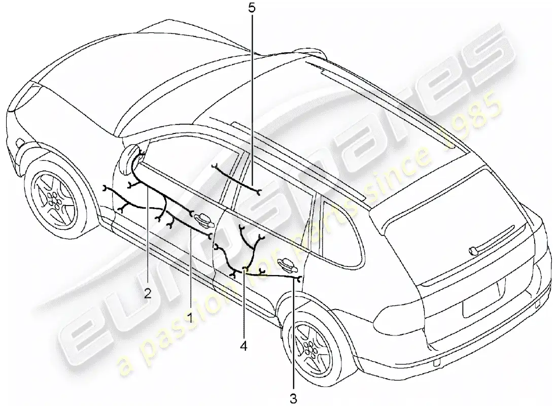 porsche 2004 (cayenne e1 9pa) cableando arneses diagrama de piezas