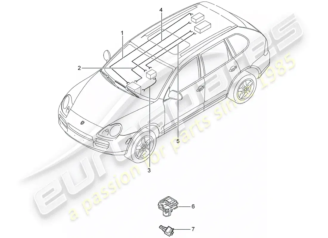 porsche 2004 (cayenne e1 9pa) fibra óptica ligera diagrama de piezas