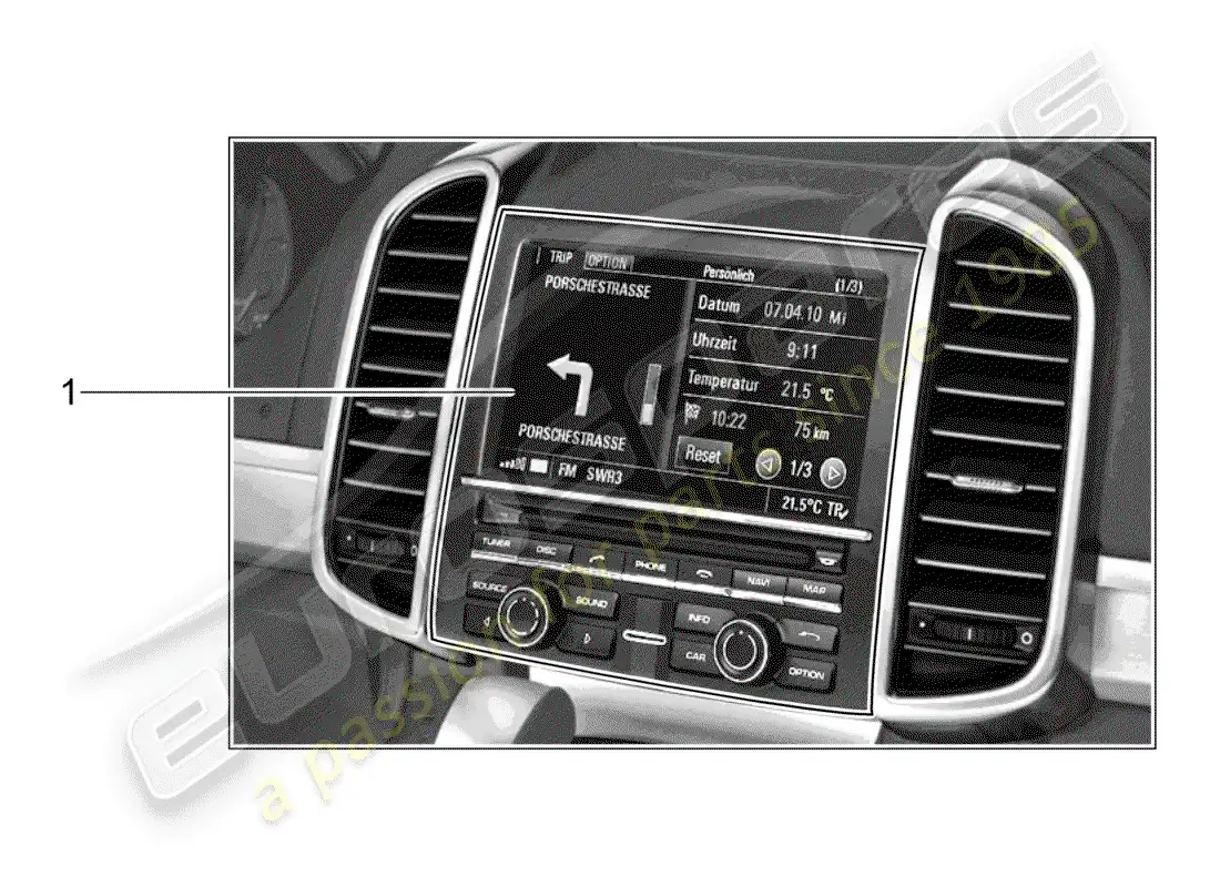 porsche 2013 (tequipment cayenne) sistema de navegación diagrama de piezas