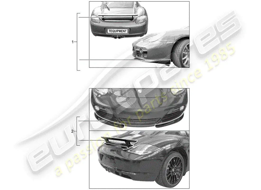 porsche 2007 (tequipment) aerokit diagrama de piezas