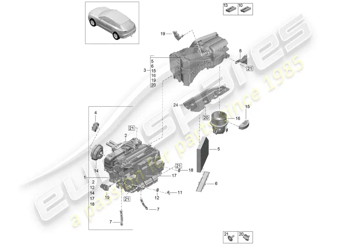 porsche 2014 (macan) aire acondicionado diagrama de piezas