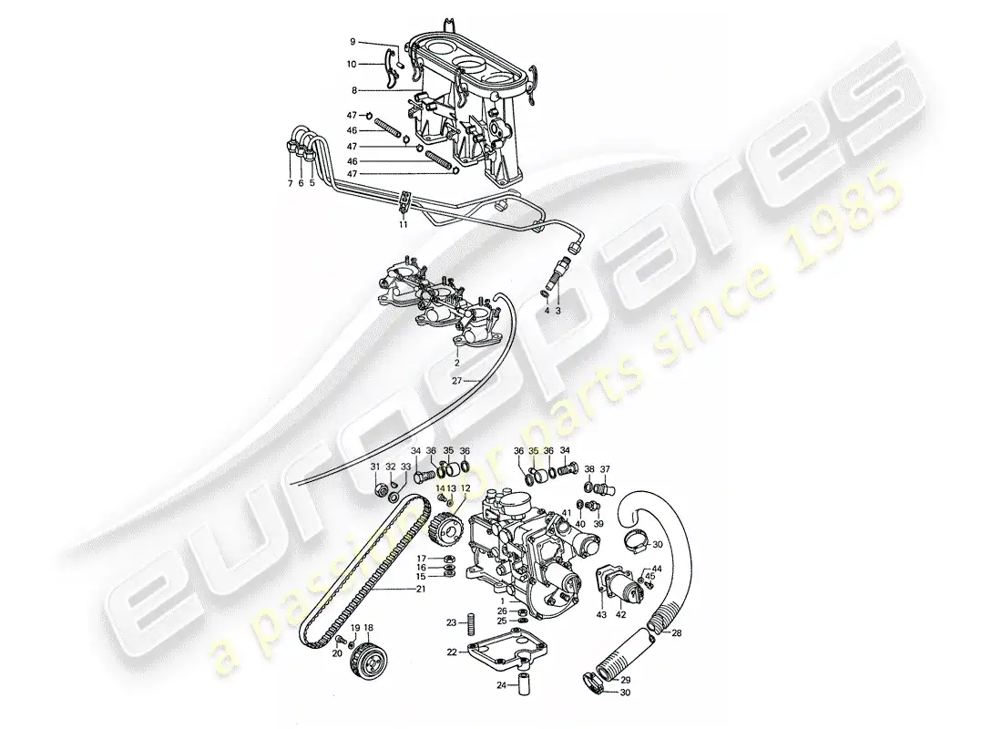 porsche 1974 (911) inyección mecánica diagrama de piezas