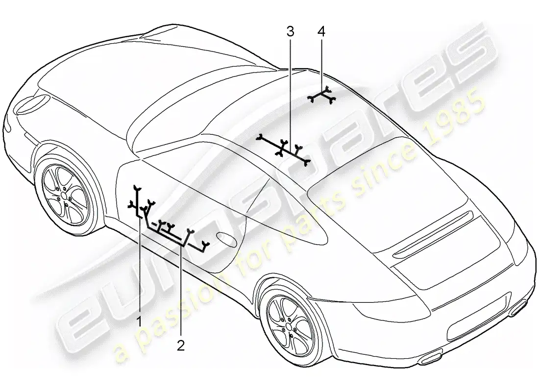porsche 2012 (997-2) cableando arneses diagrama de piezas