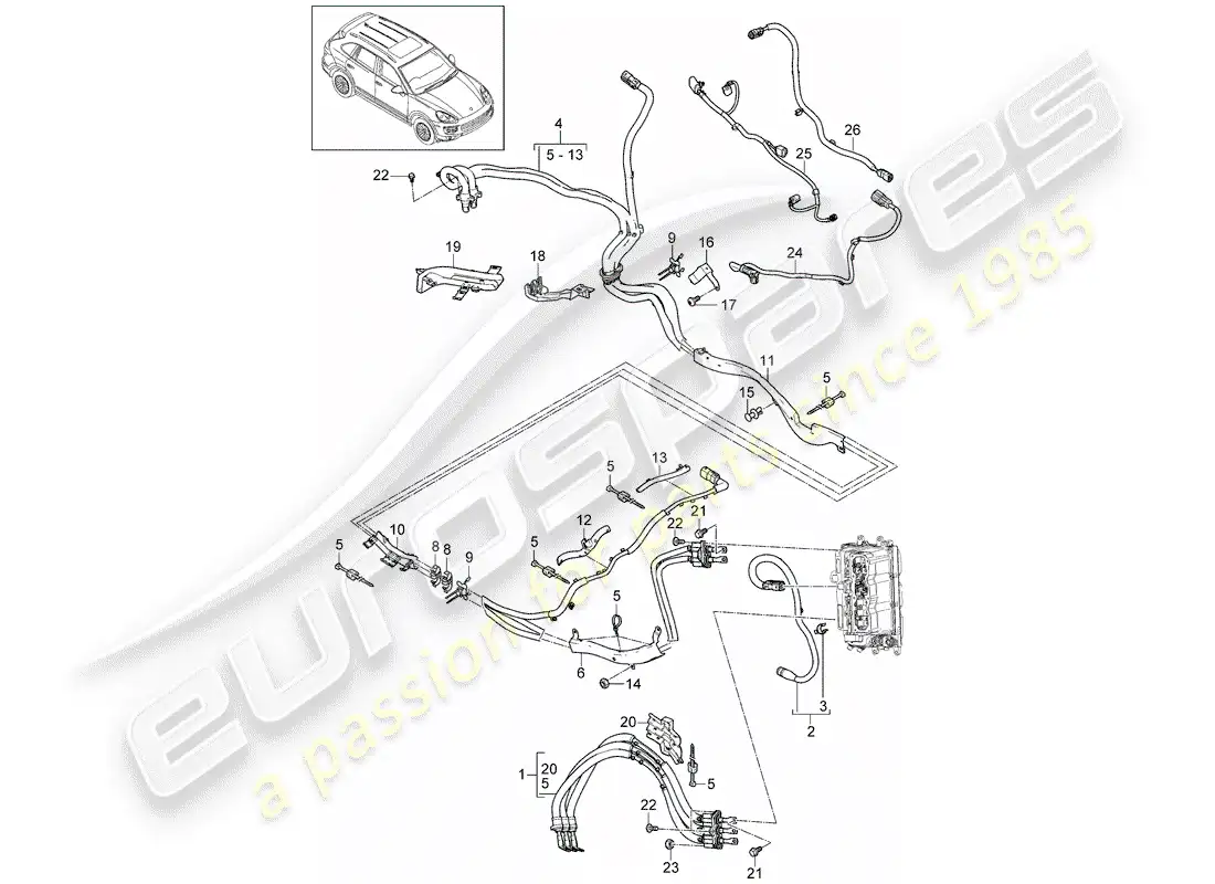 porsche 2013 (cayenne e2 92a) híbrido diagrama de piezas