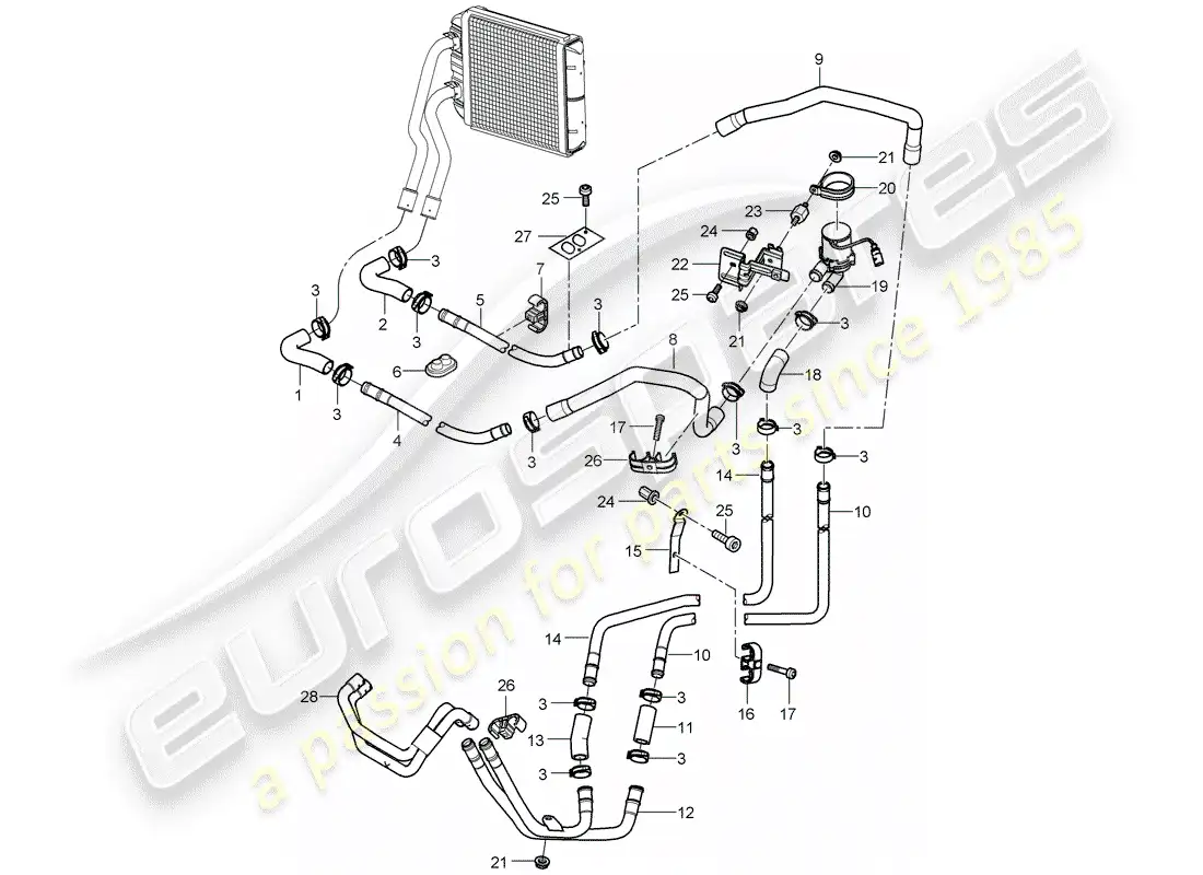 porsche 2006 (cayenne e1 9pa) calentador diagrama de piezas