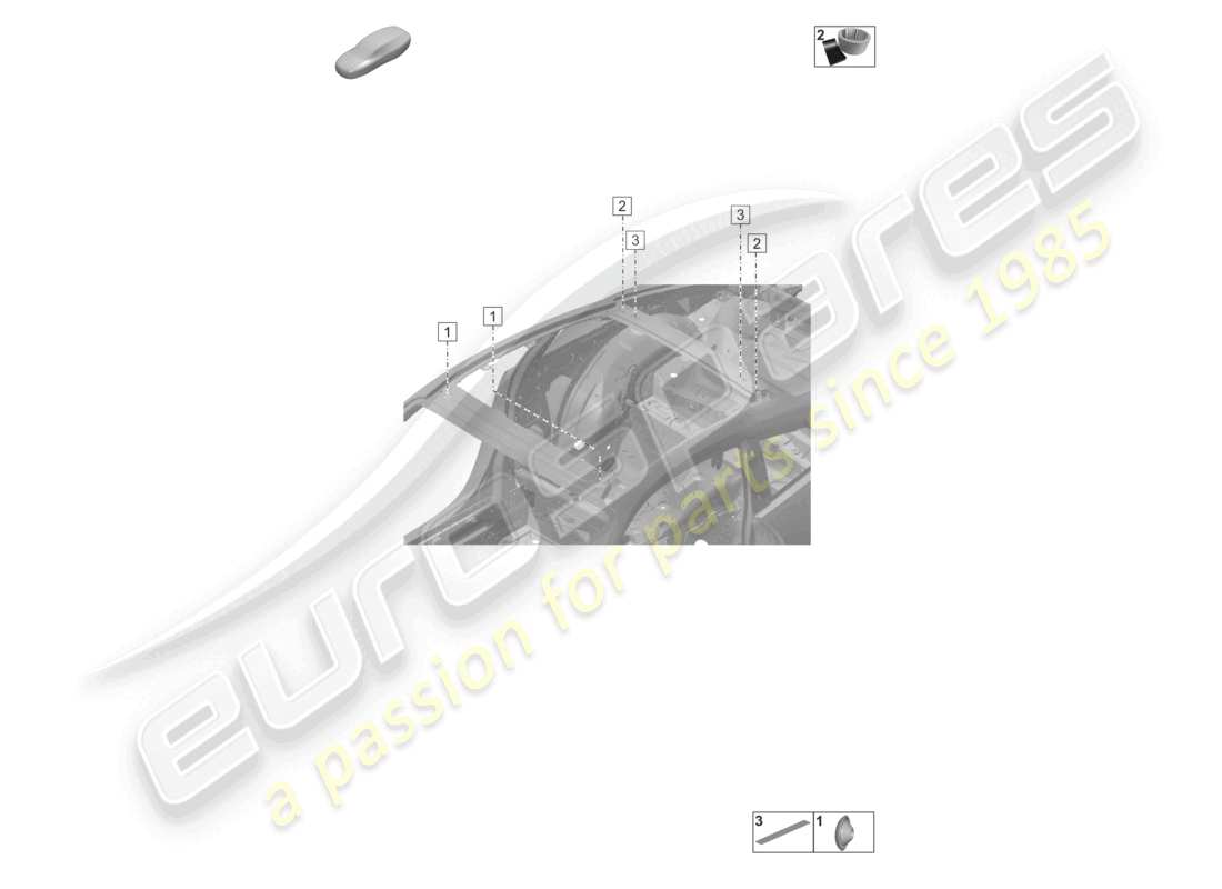 porsche 2020 (992-1 turbo / s) tapones para carrocería carrocería del coche baca transversal diagrama de piezas