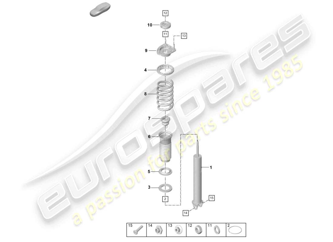 porsche 2024 (992-2) amortiguador (cilindro de resorte) pieza individual diagrama de piezas
