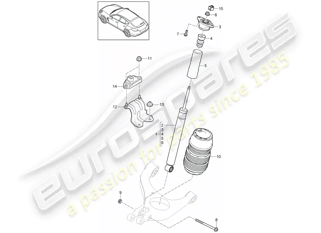 porsche 2014 (panamera 970) suspensión diagrama de piezas