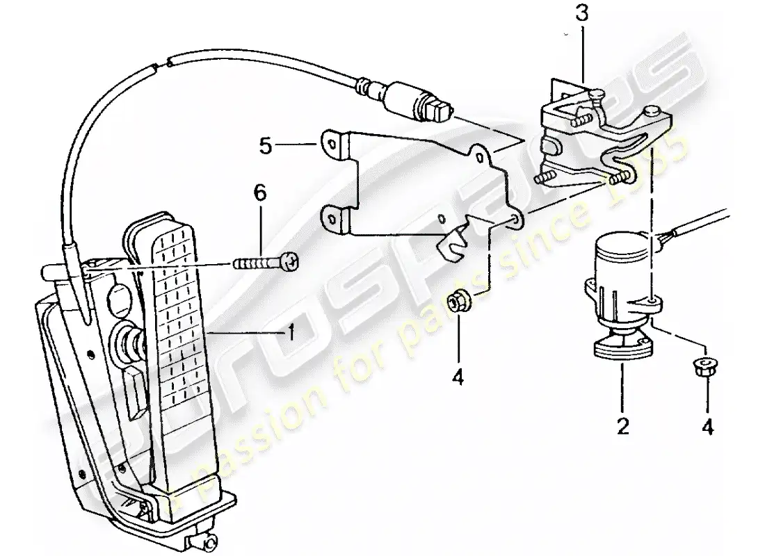 porsche 2004 (996 turbo / gt2) pedales - control del acelerador diagrama de piezas
