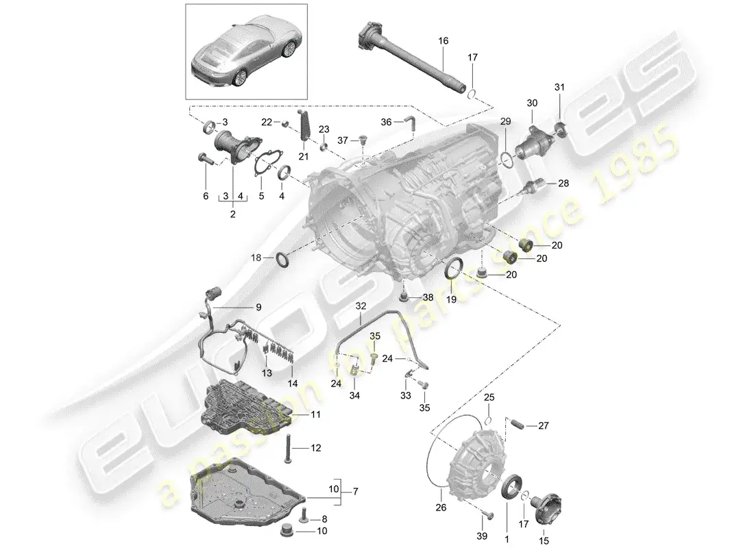 porsche 2017 (991-2) - pdk - diagrama de piezas