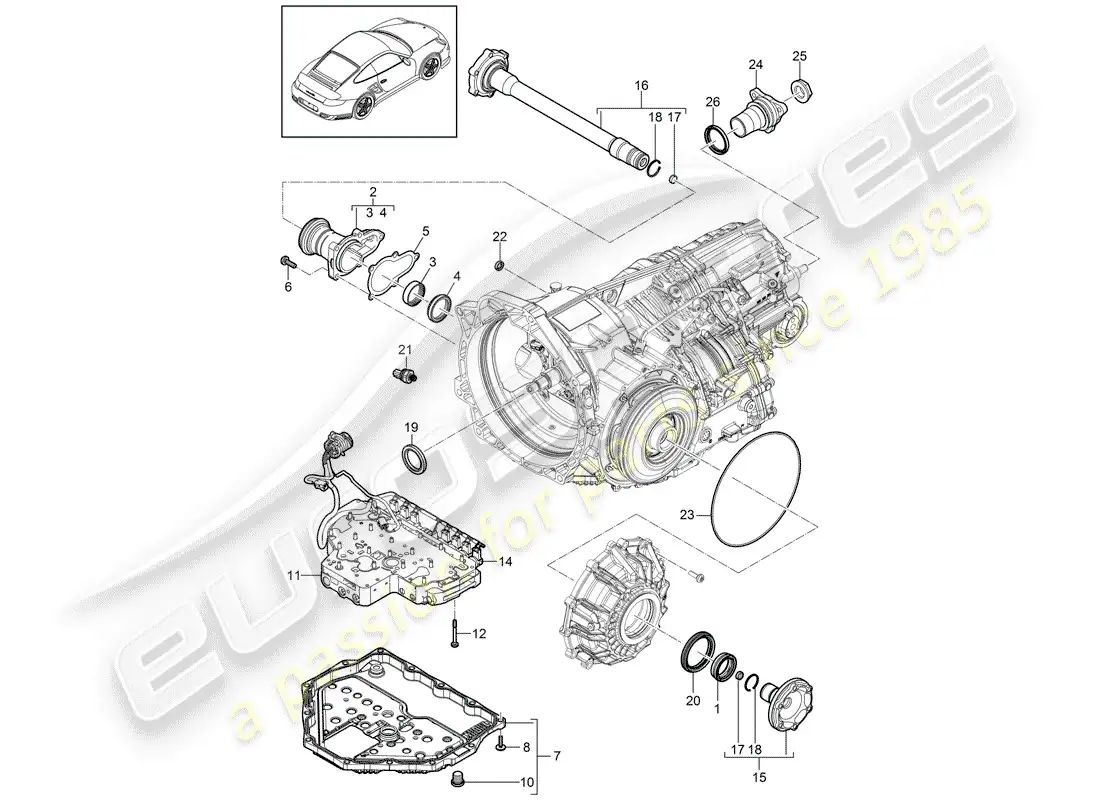 porsche 2011 (997-2 turbo / gt2 rs) - pdk - diagrama de piezas