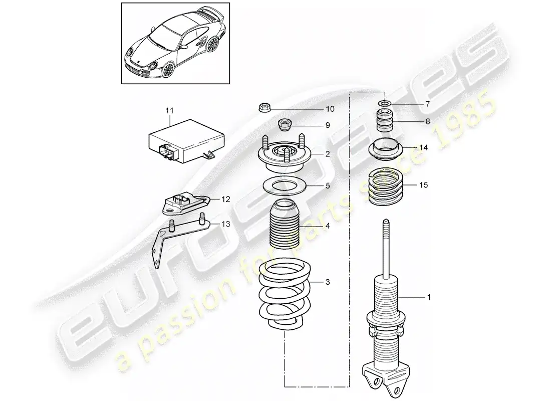 porsche 2013 (997-2 turbo / gt2 rs) amortiguador diagrama de piezas