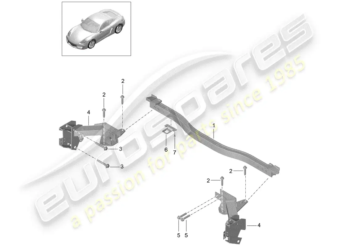 porsche 2016 (981 cayman) travesaño diagrama de piezas