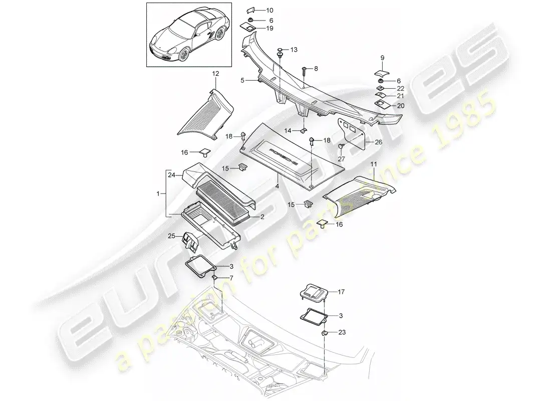 porsche 2007 (987 cayman) filtro particular diagrama de piezas