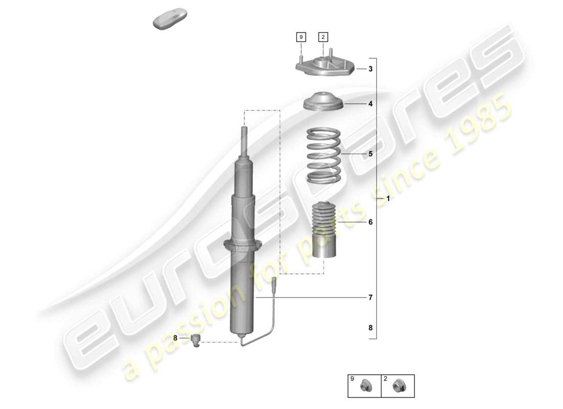 porsche 2021 (718 cayman gt4) amortiguadores muelle helicoidal diagrama de piezas