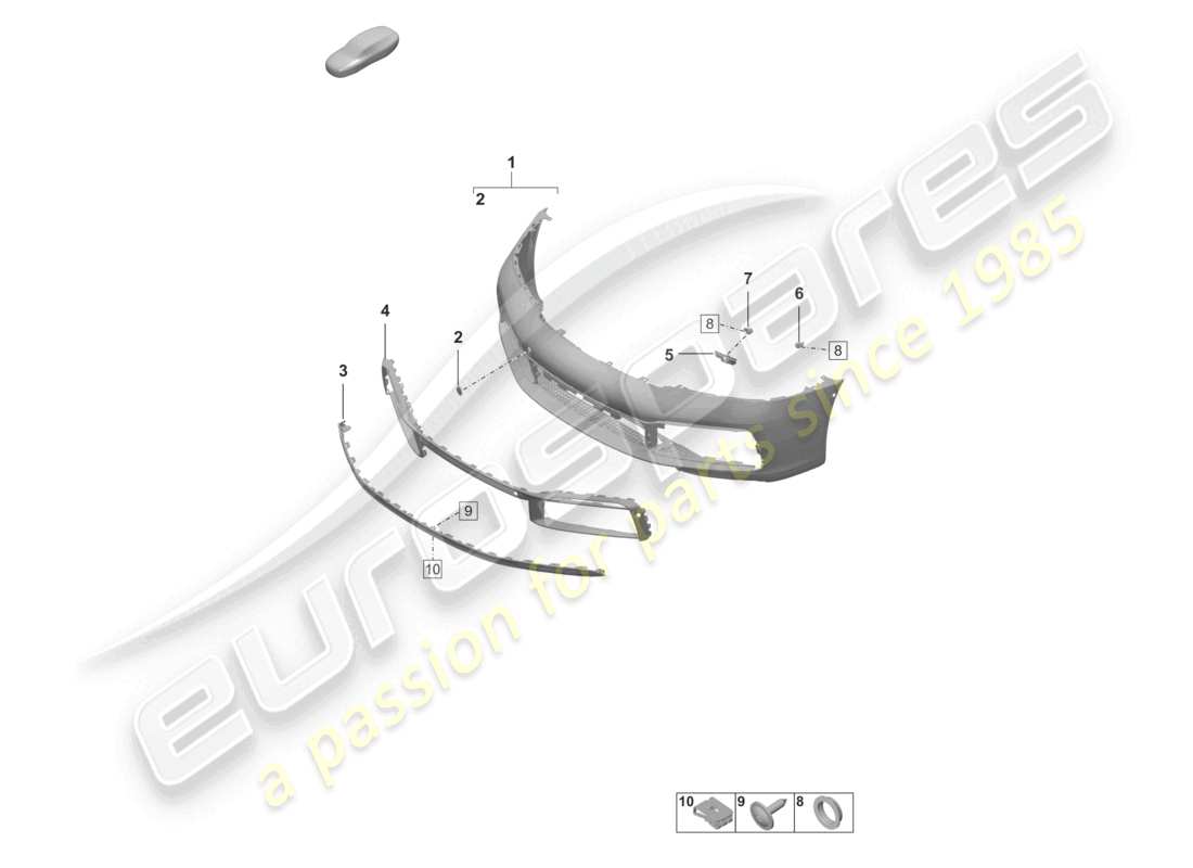 porsche 2023 (992-1) diagrama de pieza del parachoques delantero