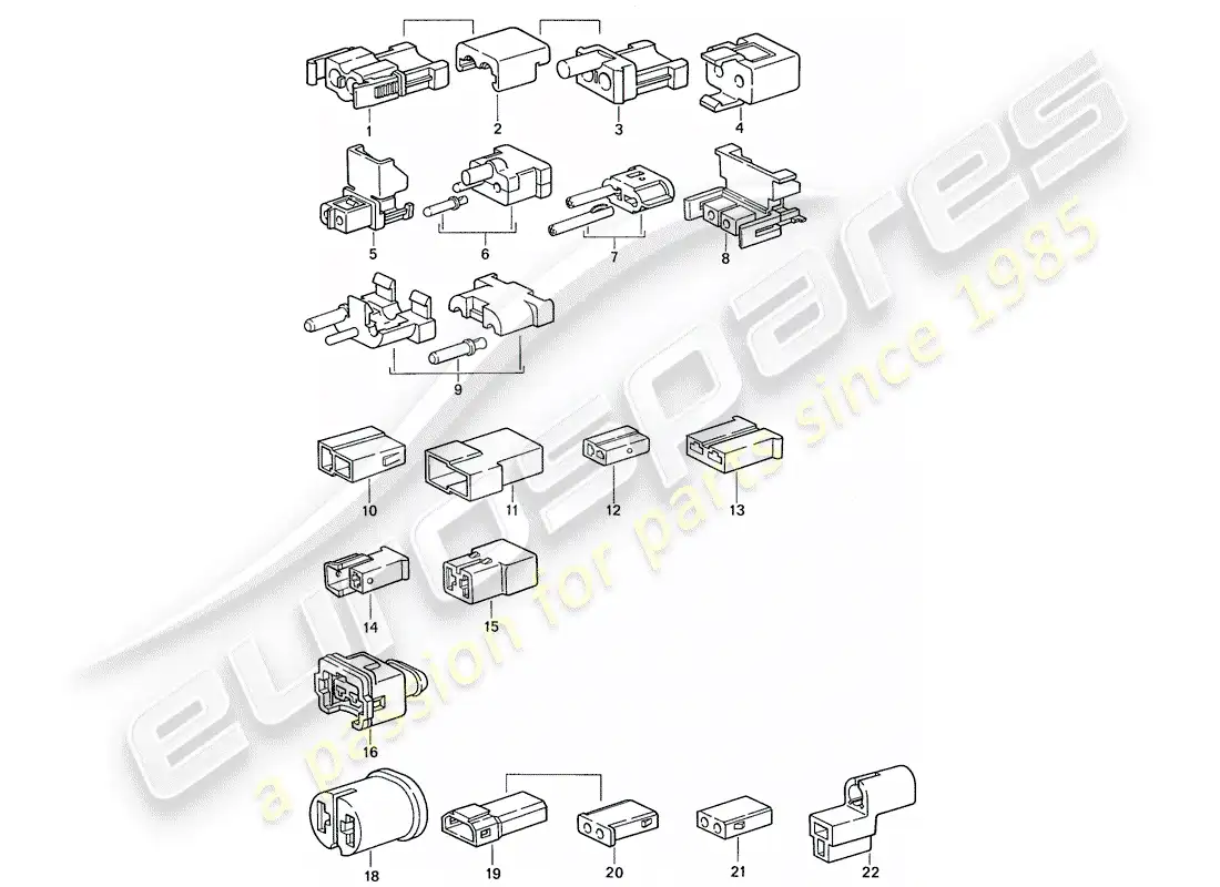 porsche 1991 (944) carcasa del conector diagrama de piezas