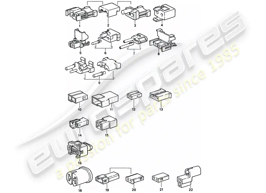 porsche 1992 (968) carcasa del conector diagrama de piezas