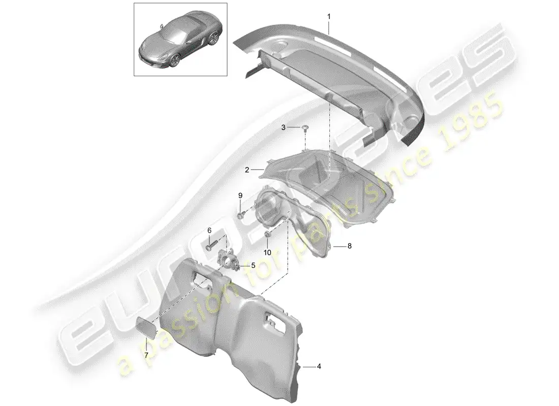 porsche 2013 (981 boxster) adornos diagrama de piezas