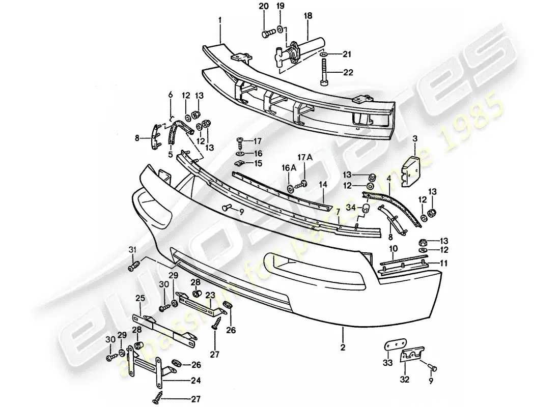 porsche 1993 (928) parachoque diagrama de piezas
