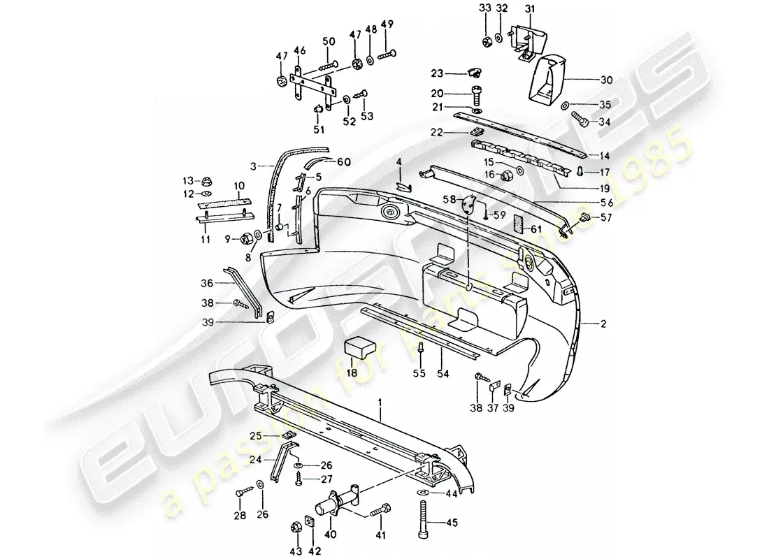 porsche 1993 (928) parachoque diagrama de piezas