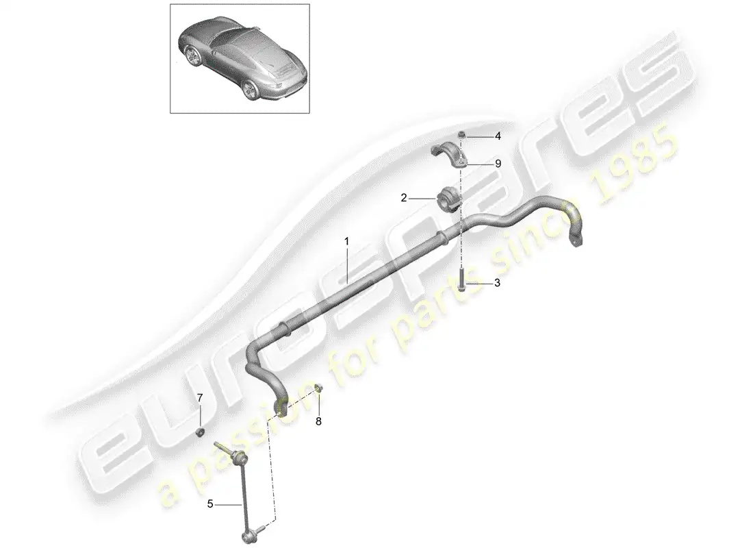 porsche 2012 (991-1) estabilizador diagrama de piezas