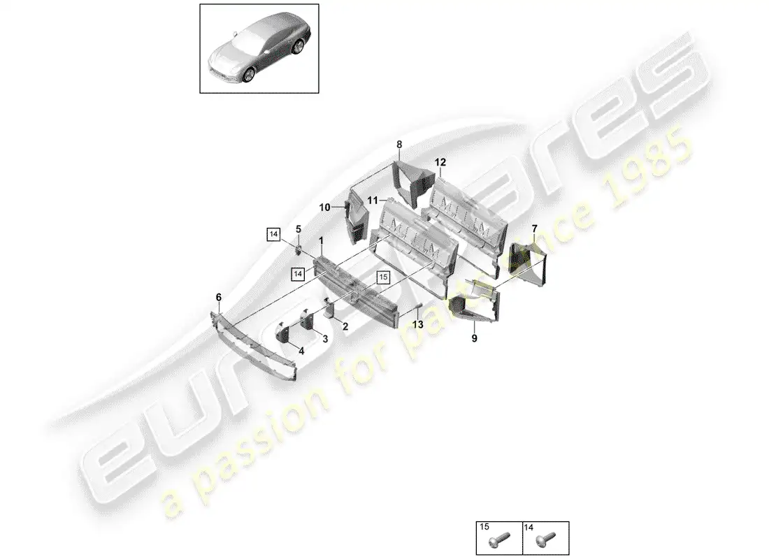 porsche 2017 (panamera 971-1) ducto de aire diagrama de piezas