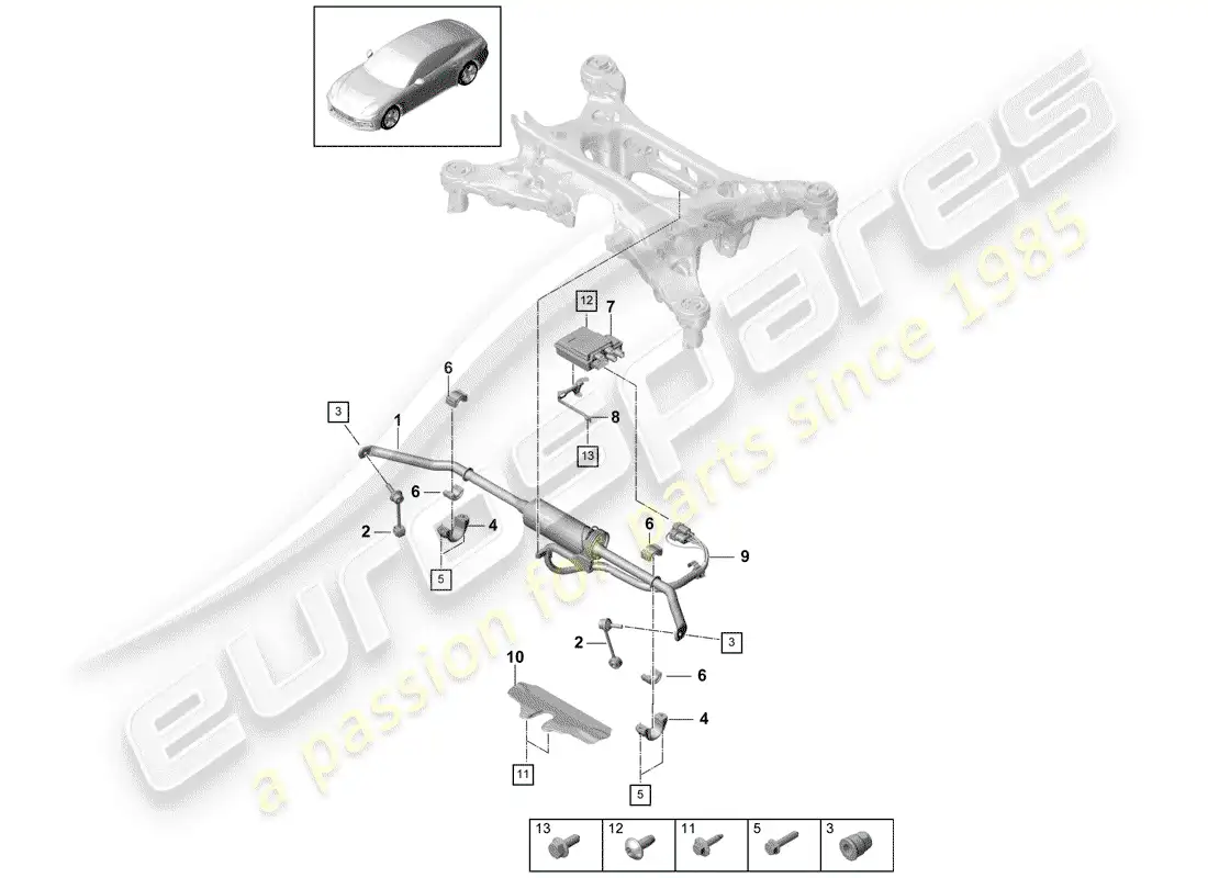porsche 2019 (panamera 971-1) estabilizador diagrama de piezas