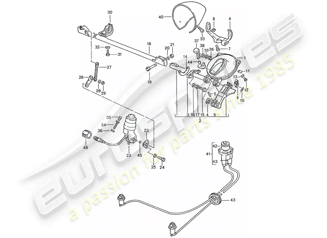 porsche 1990 (928) faro emergente diagrama de piezas
