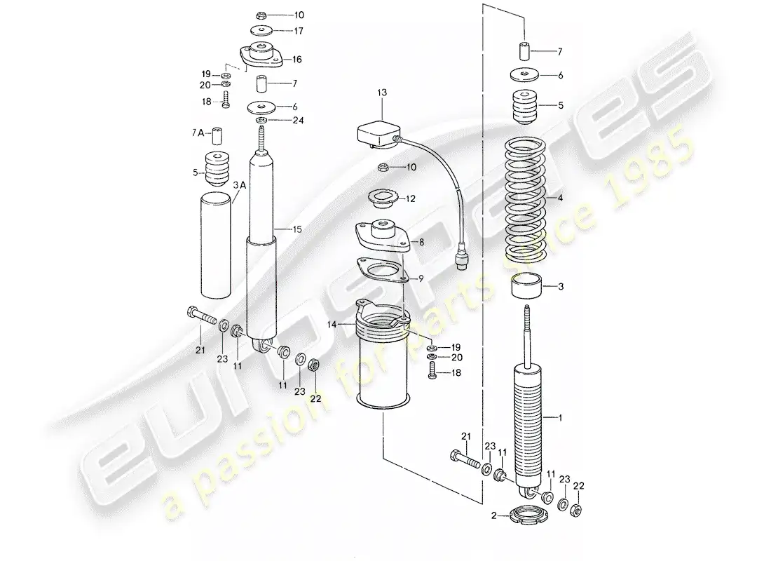 porsche 1987 (959) suspensión - amortiguador de vibraciones diagrama de piezas