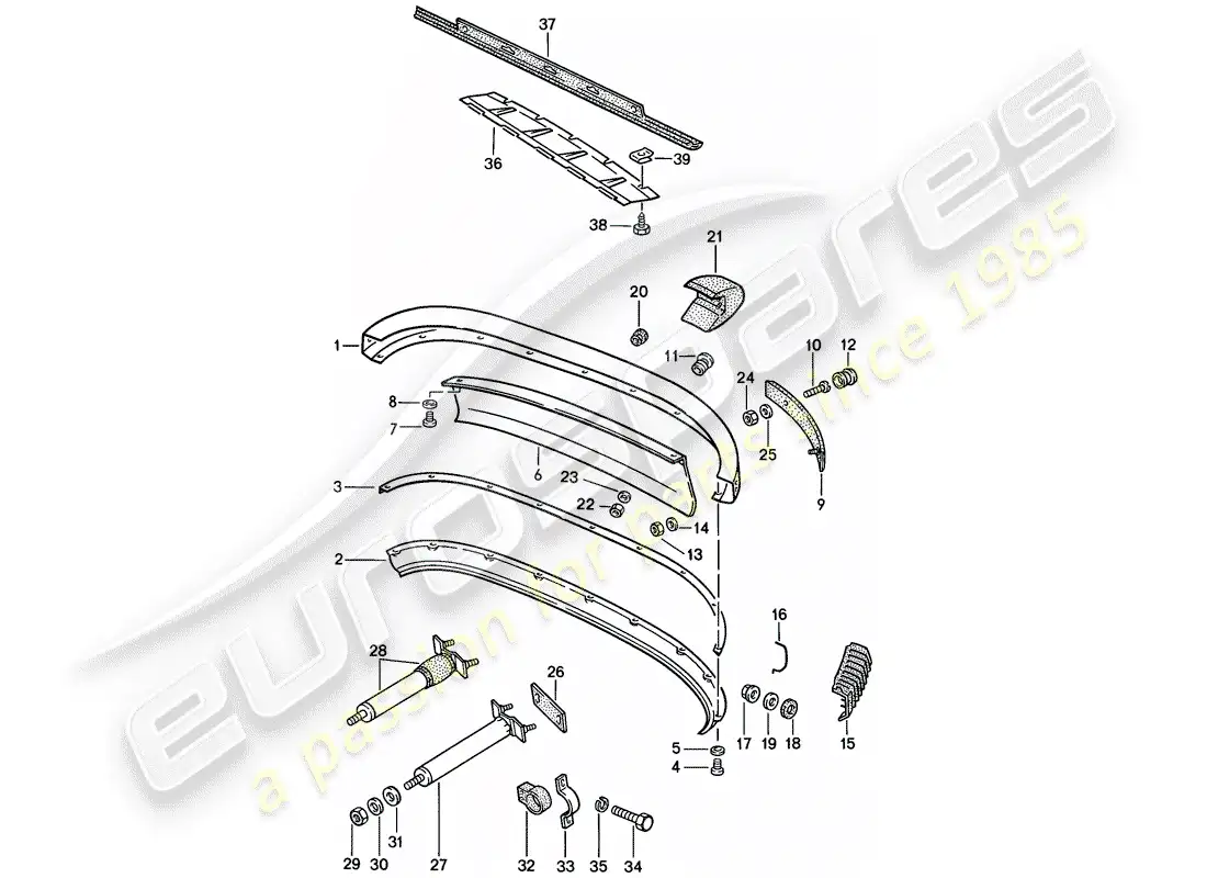 porsche 1984 (911) parachoque diagrama de piezas