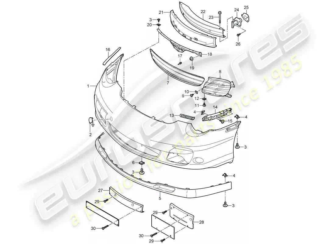 porsche 2009 997-2 turbo / gt2 parachoque diagrama de piezas