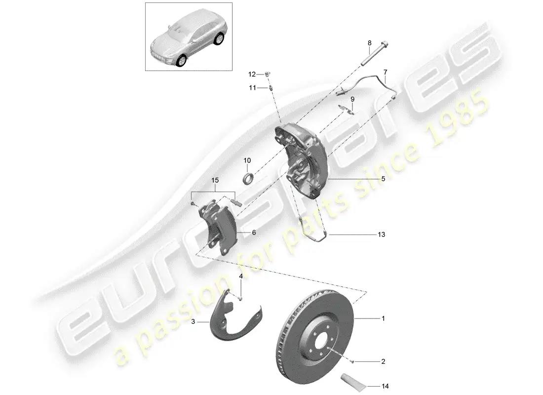 porsche 2016 (macan) frenos de disco diagrama de piezas