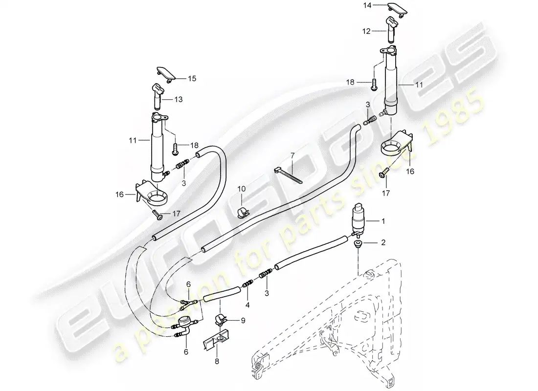porsche 2007 (cayenne e1 9pa) sistema arandela diagrama de piezas